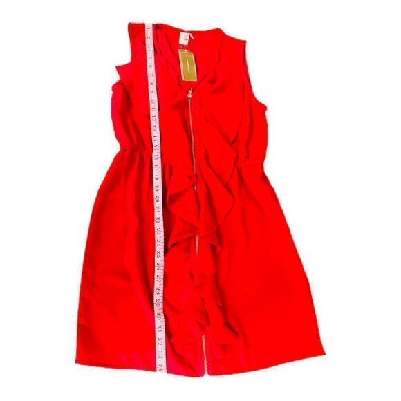 NWT Francesca’s Full Zip Up V Neck Sleeveless Red Dress Size Large - Picture 8 of 8